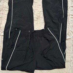 Black Track Pants with White Accents